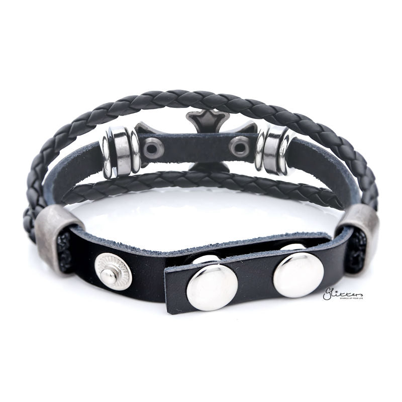 Multilayer Cross Adjustable Leather Bracelet-Bracelets, Jewellery, leather bracelet, Men's Bracelet, Men's Jewellery, Women's Bracelet, Women's Jewellery-bcl0188-2_800-Glitters