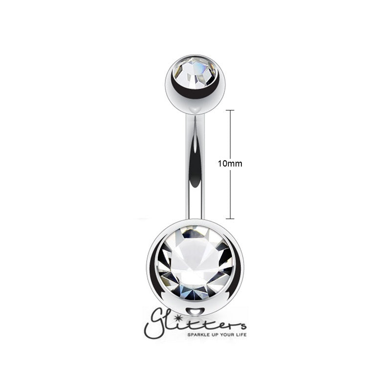 14GA 316L Surgical Steel Double Gem Belly Button Navel Ring - 8mm | 10mm-Belly Ring, Best Sellers, Body Piercing Jewellery-bj0003-10mm_8e150a60-ad47-4f3d-a403-c70159db80d3-Glitters