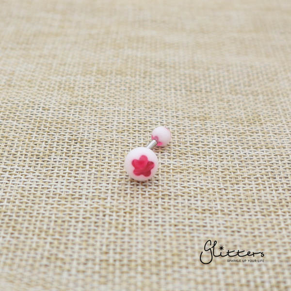 14 Gauge Acrylic Flower Balls Belly Button Ring - Hot Pink-Belly Ring, Body Piercing Jewellery, Sale-bj0062-Flower14-Glitters