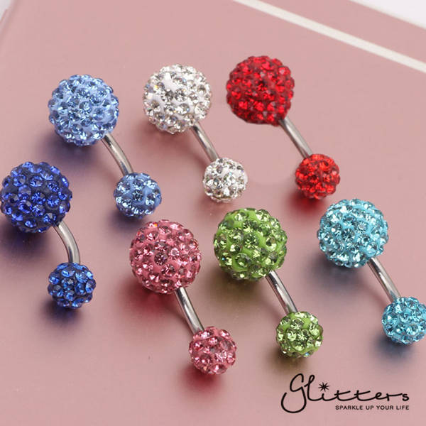 Crystal Cluster Ferido Double Disco Ball Navel Belly Button Ring-Purple-Belly Ring, Body Piercing Jewellery-bj0204-w_14ad7ca7-e118-4dd1-9919-b56924bd5074-Glitters