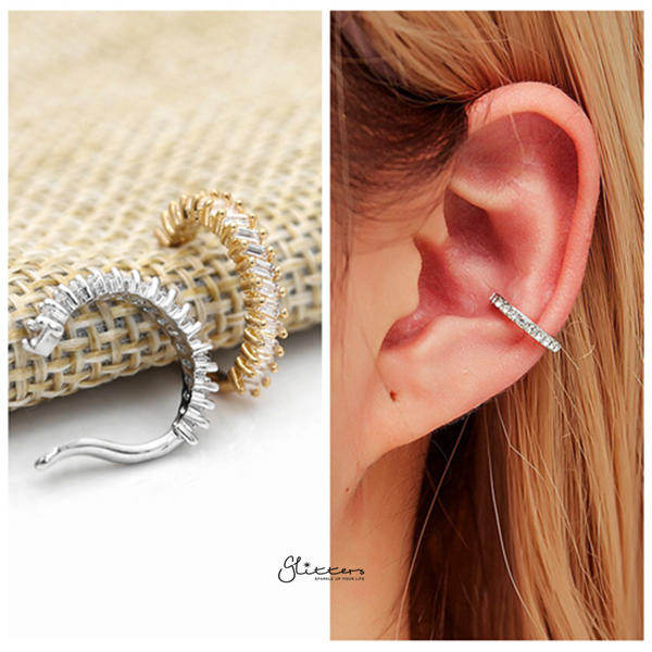 One Line C.Z Cuffs - Non Piercing Ear Cuffs-Body Piercing Jewellery, Cubic Zirconia, Ear Cuffs, earrings, Jewellery, Women's Earrings, Women's Jewellery-ec0082-a3_600-Glitters