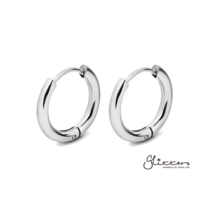 Stainless Steel Round Huggie Hoop Earrings-earrings, Hoop Earrings, Huggie Earrings, Jewellery, Men's Earrings, Men's Jewellery, Stainless Steel, Women's Earrings, Women's Jewellery-er0122-Hoop-0-Glitters