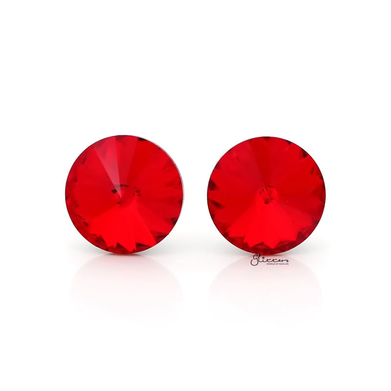 Round Crystal Stud Earrings - Red-Crystal, earrings, Jewellery, Stud Earrings, Women's Earrings, Women's Jewellery-er0591-r_800-Glitters
