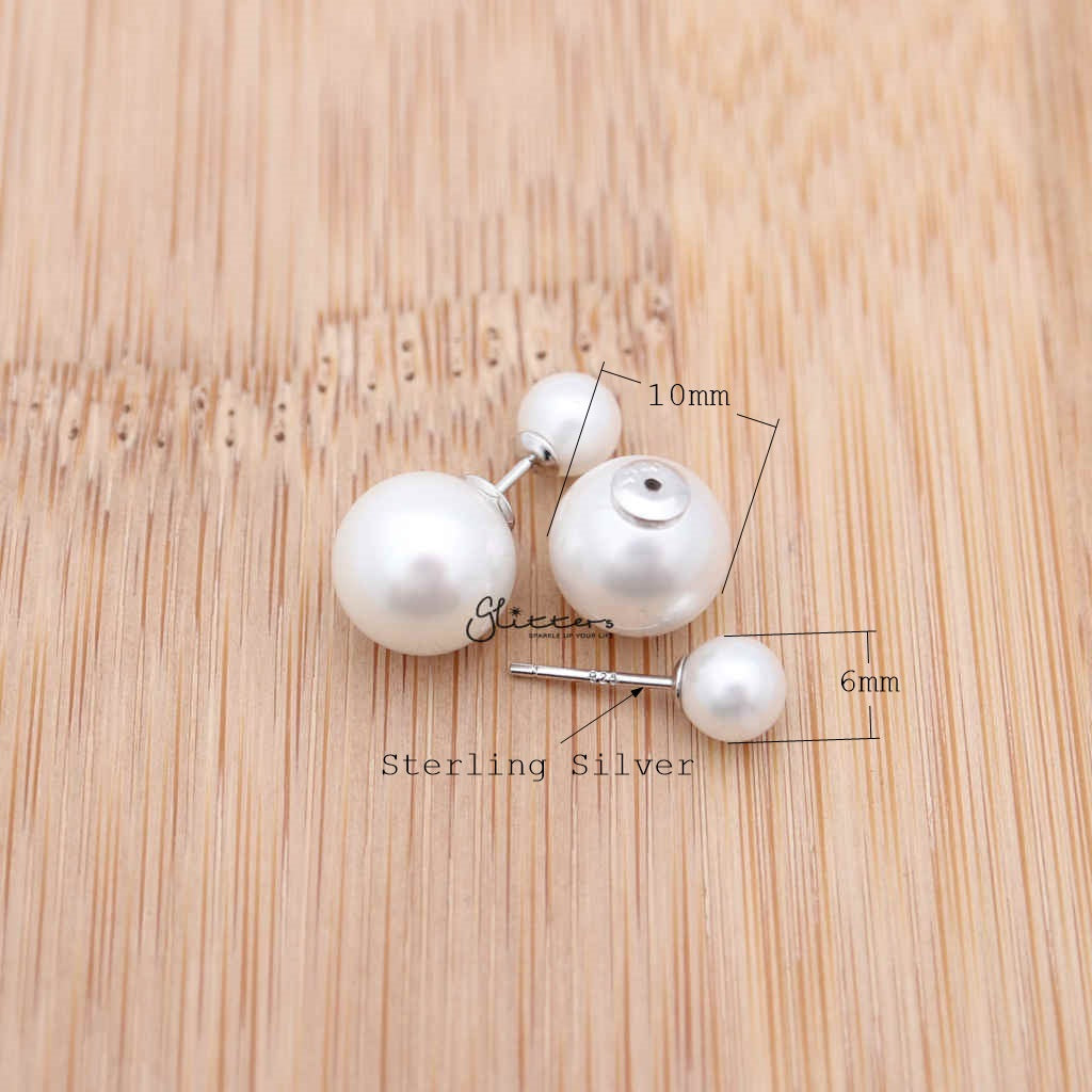 Double Sided White Round Shell Pearl with Sterling Silver Stud Earrings-earrings, Jewellery, Stud Earrings, Women's Earrings, Women's Jewellery-er1382_1000-02_New-Glitters
