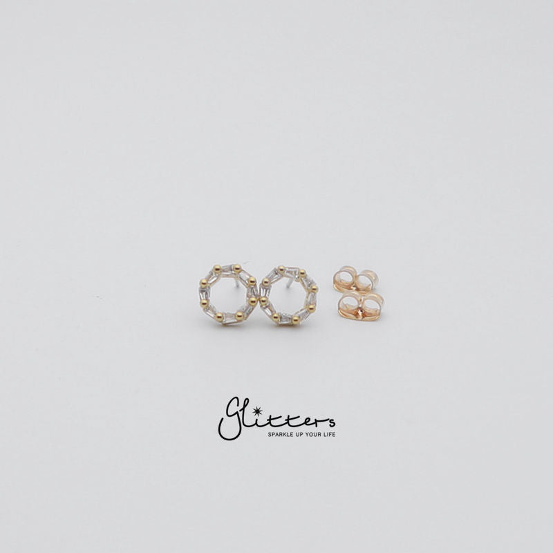 Circle Hollow Cubic Zirconia Stud Earrings with Sterling Silver Post-Cubic Zirconia, earrings, Jewellery, Sterling Silver Post, Stud Earrings, Women's Earrings, Women's Jewellery-er1419_1-Glitters