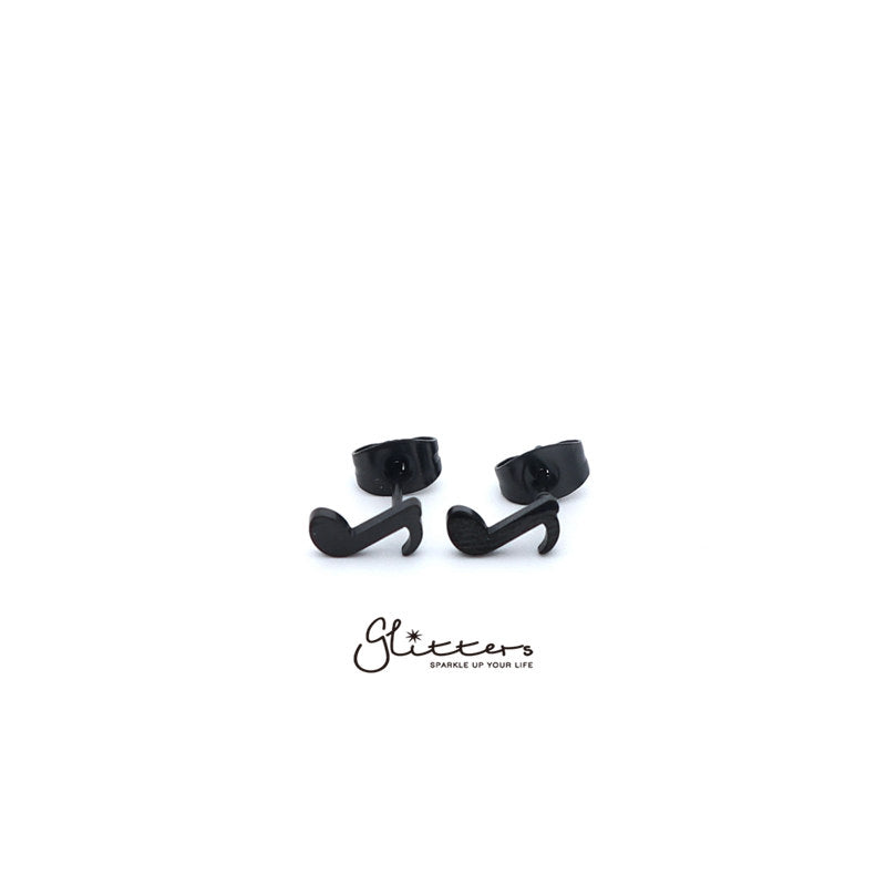 Stainless Steel Music Note Quaver Stud Earrings-Silver | Gold | Black-earrings, Jewellery, Men's Earrings, Men's Jewellery, Stainless Steel, Stud Earrings, Women's Earrings, Women's Jewellery-er1435-2-Glitters