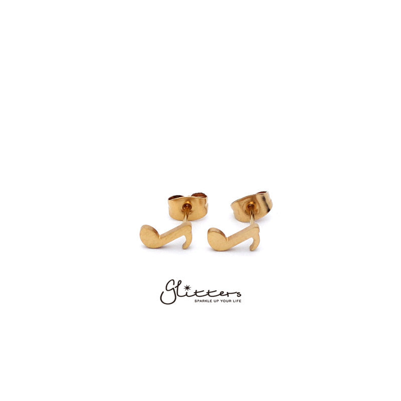 Stainless Steel Music Note Quaver Stud Earrings-Silver | Gold | Black-earrings, Jewellery, Men's Earrings, Men's Jewellery, Stainless Steel, Stud Earrings, Women's Earrings, Women's Jewellery-er1435-3-Glitters