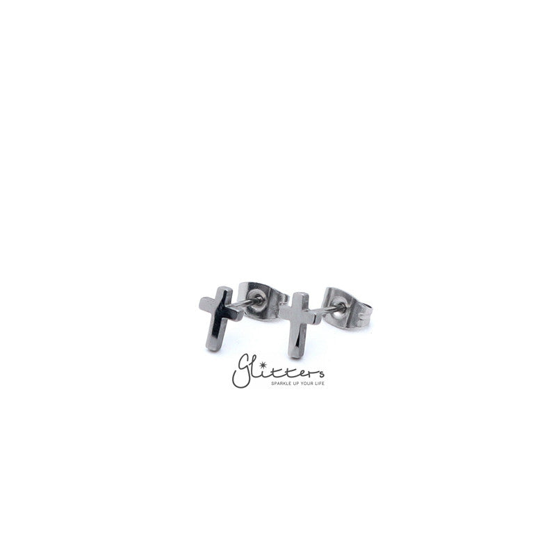 Stainless Steel Cross Stud Earrings-Silver | Gold | Black-earrings, Jewellery, Men's Earrings, Men's Jewellery, Stainless Steel, Stud Earrings, Women's Earrings-er1443-2-Glitters