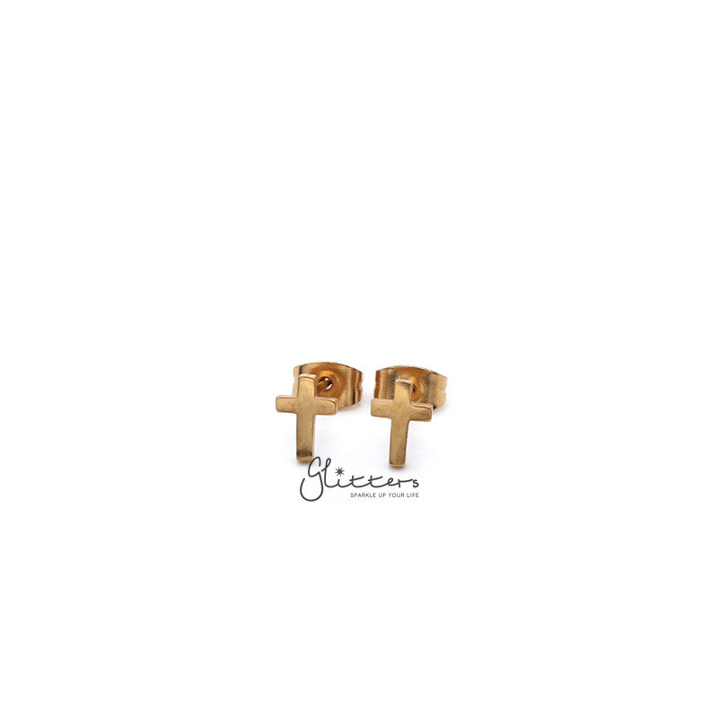 Stainless Steel Cross Stud Earrings-Silver | Gold | Black-earrings, Jewellery, Men's Earrings, Men's Jewellery, Stainless Steel, Stud Earrings, Women's Earrings-er1443-4-Glitters
