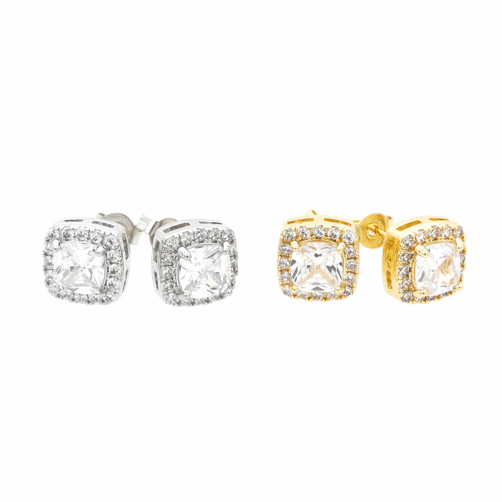 Iced Out CZ Paved Square Stud Earrings-Cubic Zirconia, earrings, Hip Hop Earrings, Iced Out, Jewellery, Men's Earrings, Men's Jewellery, Stud Earrings, Women's Earrings, Women's Jewellery-er1561_1-Glitters