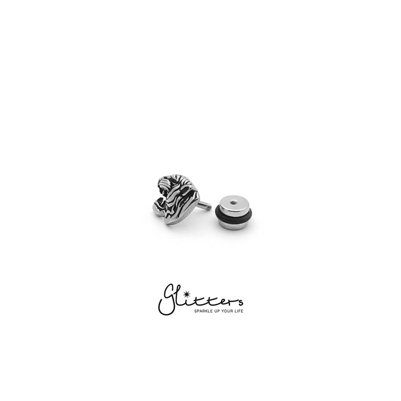 Stainless Steel Tiger Head Fake Plug-Body Piercing Jewellery, earrings, Fake Plug, Jewellery, Men's Earrings, Men's Jewellery, Stainless Steel-fp0099_1-Glitters