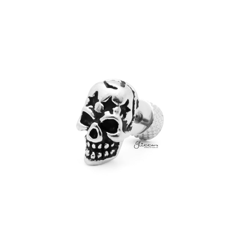 Stainless Steel Skull with Stars Fake Plug-Body Piercing Jewellery, earrings, Fake Plug, Jewellery, Men's Earrings, Men's Jewellery, Stainless Steel-fp0153-1_1-Glitters
