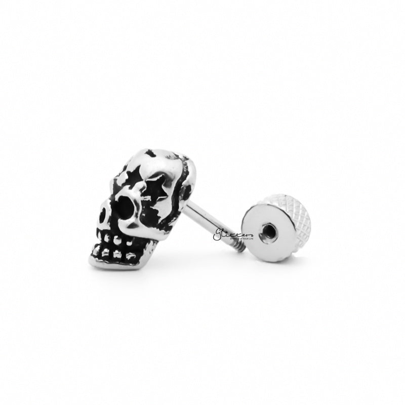Stainless Steel Skull with Stars Fake Plug-Body Piercing Jewellery, earrings, Fake Plug, Jewellery, Men's Earrings, Men's Jewellery, Stainless Steel-fp0153-2_1-Glitters