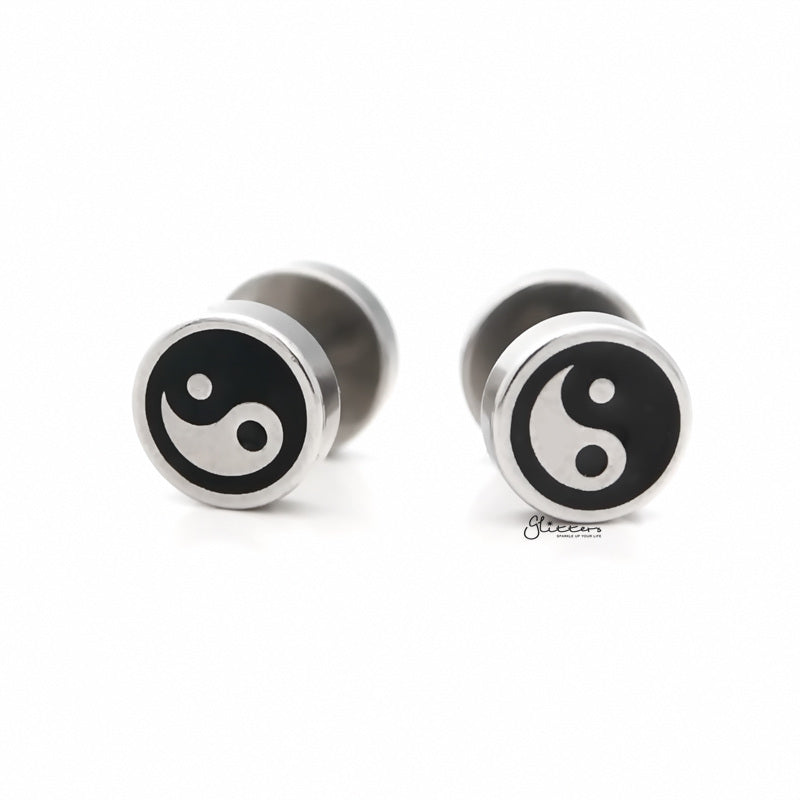 Yin Yang Fake Plug Earring - Silver-Body Piercing Jewellery, earrings, Fake Plug, Jewellery, Men's Earrings, Men's Jewellery, Stainless Steel-fp0163-s-4_800-Glitters