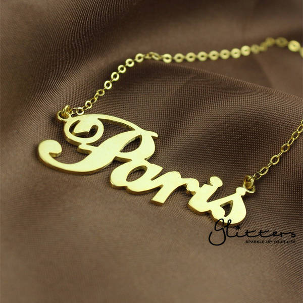 Personalized 24K Gold Plated Sterling Silver Name Necklace-Script 6-Gold name necklace, name necklace, Personalized, Silver name necklace-loki-g-1-Glitters