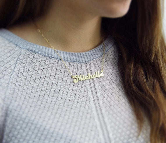 Personalized 24K Gold Plated Sterling Silver Name Necklace-Script 3-Gold name necklace, name necklace, Personalized, Silver name necklace-name_necklace_font_2-Glitters