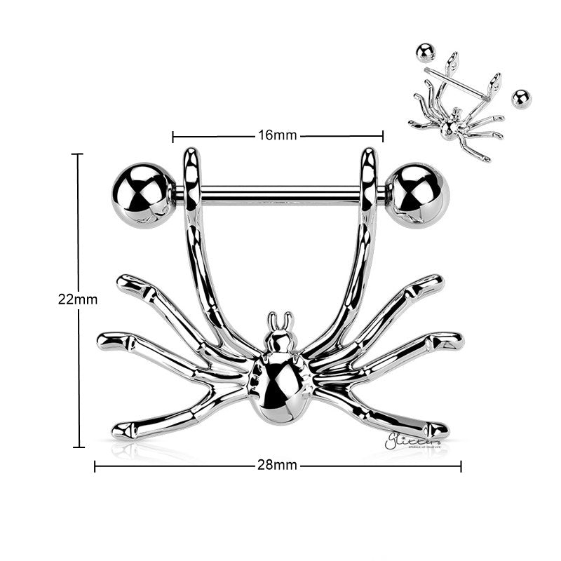 Spider Nipple Shield Ring - Silver-Body Piercing Jewellery, Nipple Barbell-nb0030-s2_800_New-Glitters