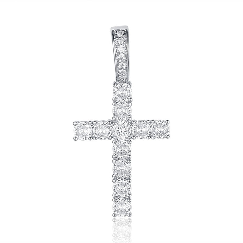 Iced Out Cross Pendant - Silver-Hip Hop, Hip Hop Pendant, Iced Out, Jewellery, Men's Necklace, Necklaces, Pendants, Women's Jewellery, Women's Necklace-nk1048-s-800-Glitters