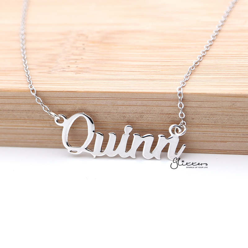 Personalized Sterling Silver Name Necklace - Font 10-name necklace, Personalized, Silver name necklace-nnk01_F10_Quinn-Glitters