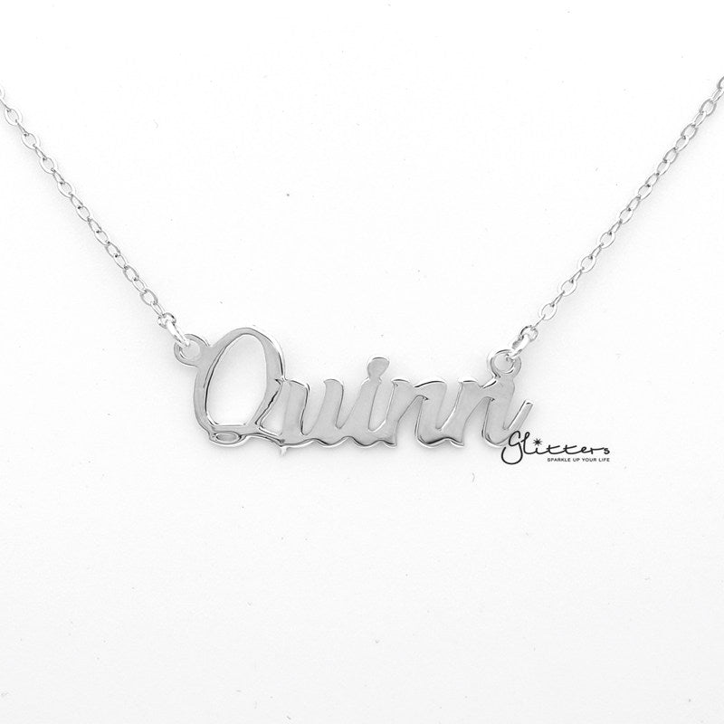 Personalized Sterling Silver Name Necklace - Font 10-name necklace, Personalized, Silver name necklace-nnk01_F10_Quinn_02-Glitters