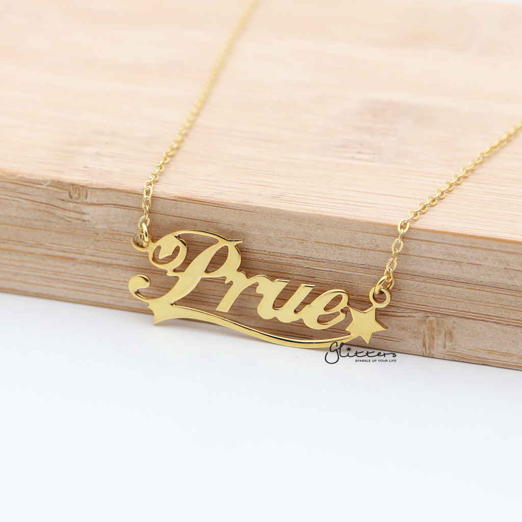 Personalized 24K Gold Plated over Sterling Silver Name Necklace with Decoration-name necklace, name necklace with decoration, Personalized-nnk02-deco-Glitters