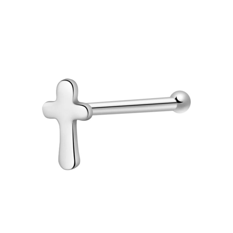 Sterling Silver Cross Nose Pin Stud-Body Piercing Jewellery, Nose Piercing Jewellery, Nose Studs, Sale-ns0017_1-Glitters