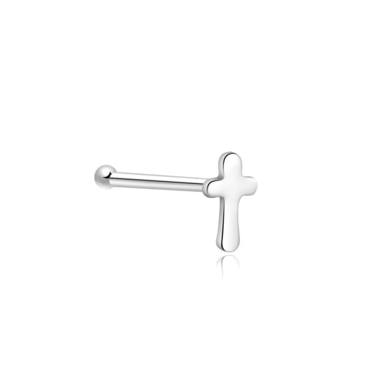 Sterling Silver Cross Nose Pin Stud-Body Piercing Jewellery, Nose Piercing Jewellery, Nose Studs, Sale-ns0017_2-Glitters