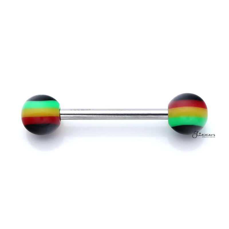 Rasta Colour Ball Tongue Barbell-Body Piercing Jewellery, Tongue Bar-rastatonguebar_1-Glitters
