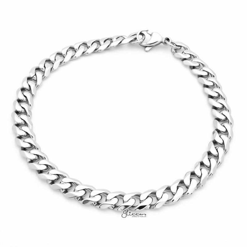 Stainless Steel Beveled Cuban Chain Bracelet - 7mm Width-Bracelets, Jewellery, Men's Bracelet, Men's Jewellery, Stainless Steel, Stainless Steel Bracelet-sb0081-1-Glitters