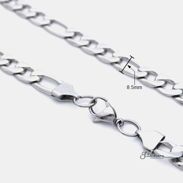 Stainless Steel Figaro Chain Men's Necklaces - 8.5mm width | 61cm length-Chain Necklaces, Jewellery, Men's Chain, Men's Jewellery, Men's Necklace, Necklaces, Stainless Steel, Stainless Steel Chain-sc0014-02_New-Glitters