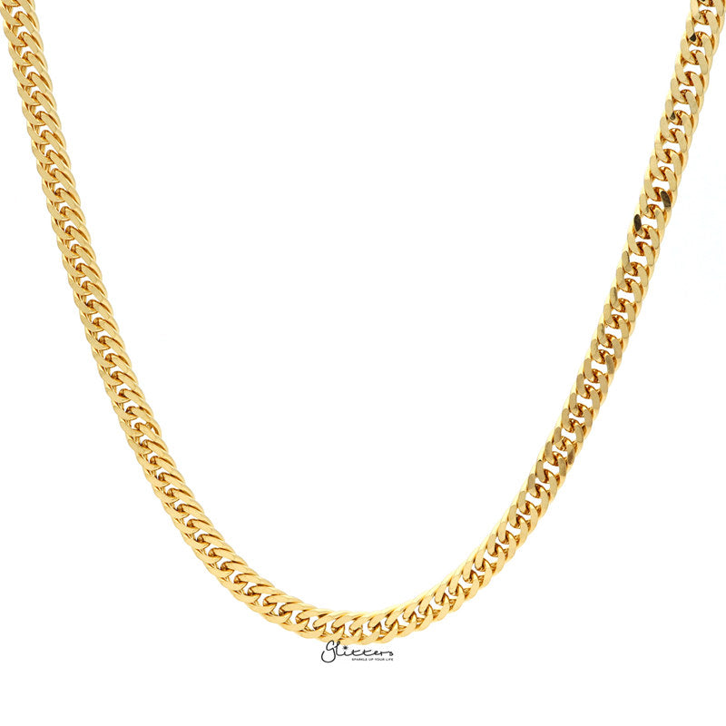 18K Gold Ion Plated Stainless Steel Chain Necklace - 5.5mm Width-Chain Necklaces, Jewellery, Men's Chain, Men's Jewellery, Men's Necklace, Necklaces, Stainless Steel, Stainless Steel Chain, Stainless Steel Necklace-sc0025-1-Glitters