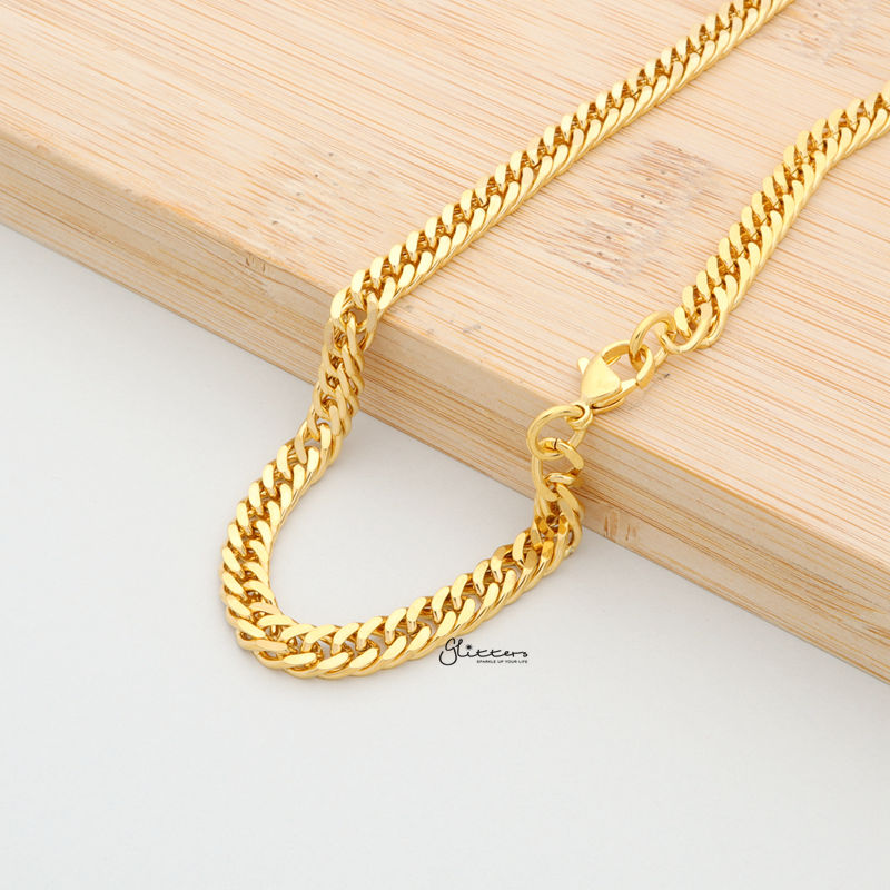 18K Gold Ion Plated Stainless Steel Chain Necklace - 5.5mm Width-Chain Necklaces, Jewellery, Men's Chain, Men's Jewellery, Men's Necklace, Necklaces, Stainless Steel, Stainless Steel Chain, Stainless Steel Necklace-sc0025-3-Glitters