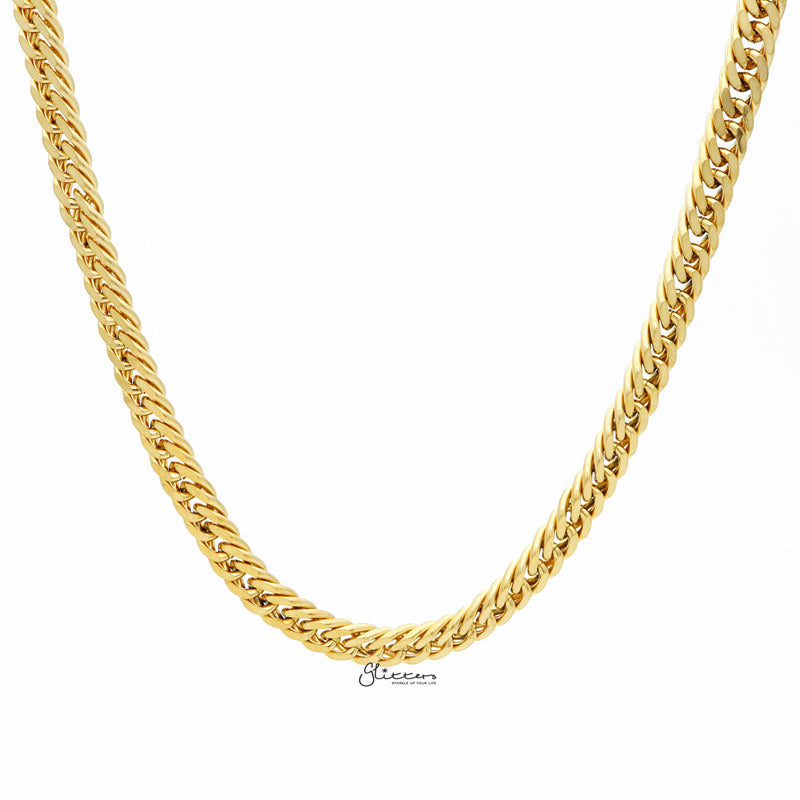 18K Gold Ion Plated Stainless Steel Chain Link Necklace-7.5mm Width-Chain Necklaces, Jewellery, Men's Chain, Men's Jewellery, Men's Necklace, Necklaces, Stainless Steel, Stainless Steel Chain, Stainless Steel Necklace-sc0026-1-Glitters