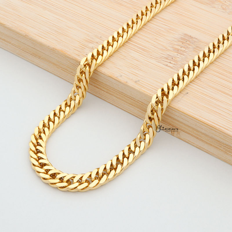 18K Gold Ion Plated Stainless Steel Chain Link Necklace-7.5mm Width-Chain Necklaces, Jewellery, Men's Chain, Men's Jewellery, Men's Necklace, Necklaces, Stainless Steel, Stainless Steel Chain, Stainless Steel Necklace-sc0026-4-Glitters