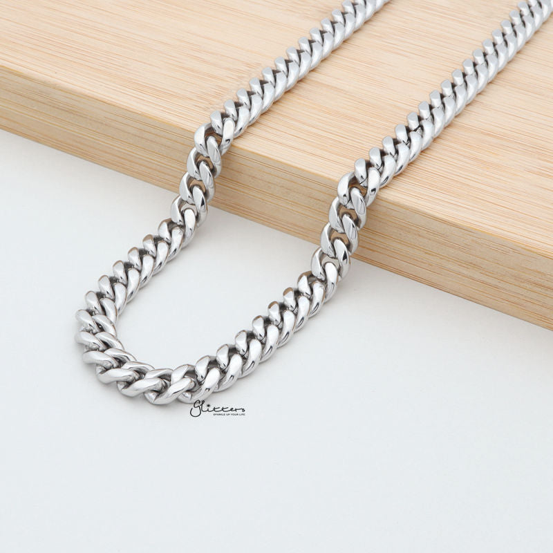 Stainless Steel Miami Cuban Curb Chain Necklace - 8mm Width-Chain Necklaces, Jewellery, Men's Chain, Men's Jewellery, Men's Necklace, Miami Cuban Curb Chain, Necklaces, Stainless Steel, Stainless Steel Chain-sc0074-2-Glitters