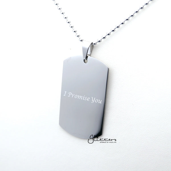 Personalized Stainless Steel Necklace Dog Tag Pendant + Engraving Custom Message-Best Sellers, Engraved Dog Tag, Engraved Tag, Engraving, Personalized-sp0001-eg02-Glitters