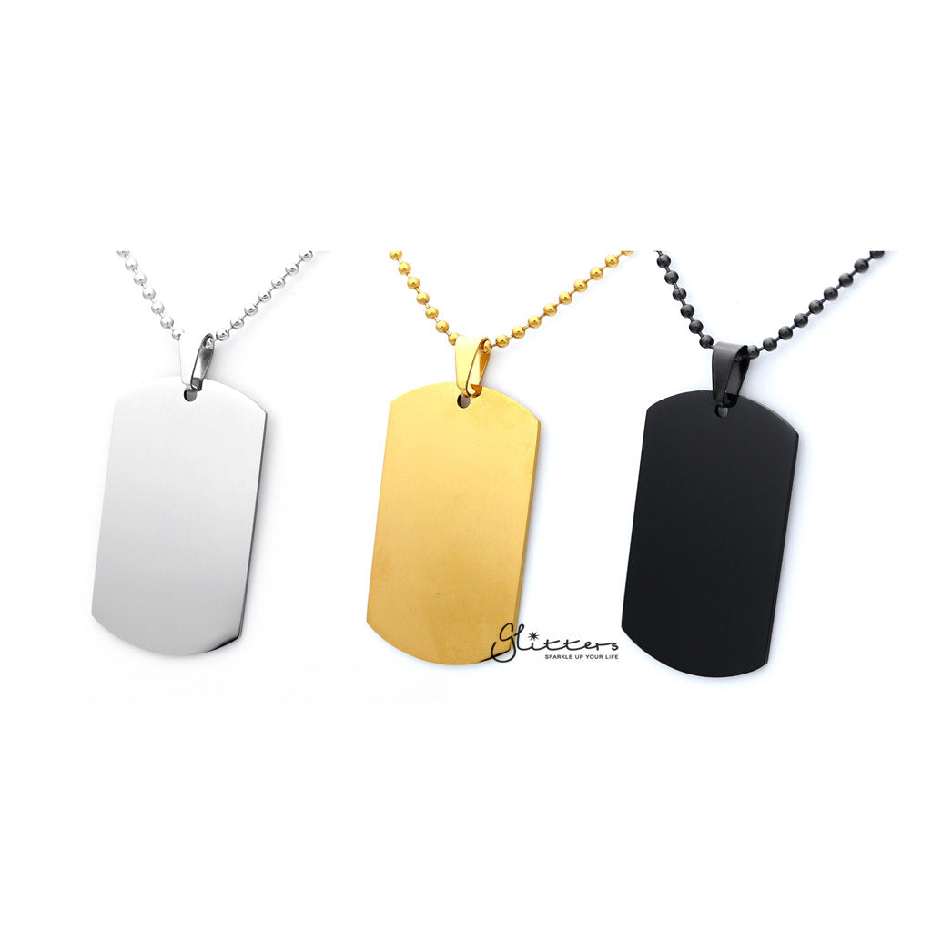 Stainless Steel Dog Tag Necklaces - Engravable- Silver | Gold | Black-Dog Tag, Engravable, Jewellery, Men's Jewellery, Men's Necklace, Necklaces, Pendants, Stainless Steel-sp0001_1000-01-Glitters