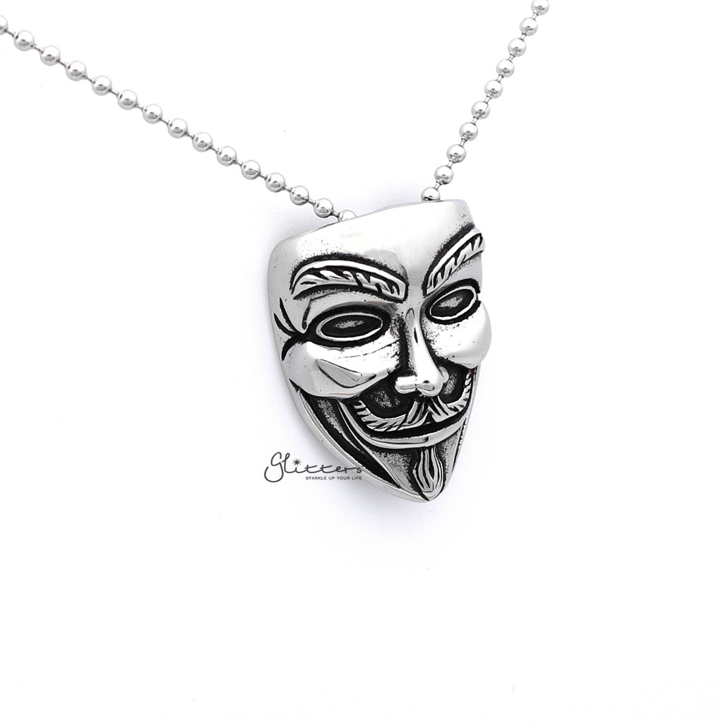 Stainless Steel Anonymous Mask Pendant-Jewellery, Men's Jewellery, Men's Necklace, Necklaces, Pendants, Stainless Steel, Stainless Steel Pendant-sp0261_1000-04-Glitters