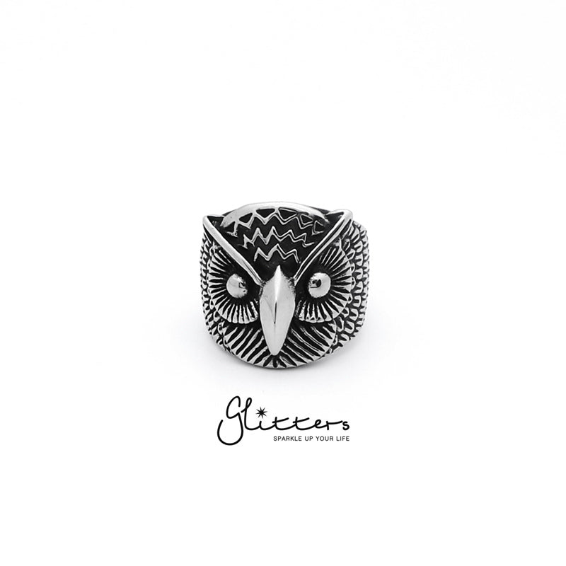 Stainless Steel Owl Cast Ring-Jewellery, Men's Jewellery, Men's Rings, Rings, Stainless Steel, Stainless Steel Rings-sr0141_1-Glitters