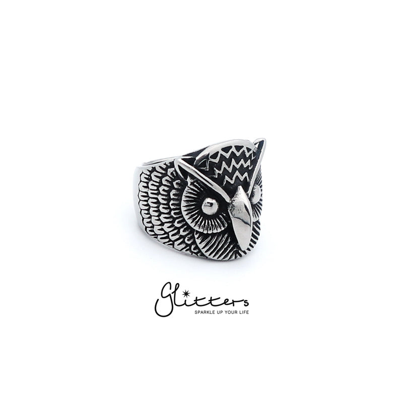 Stainless Steel Owl Cast Ring-Jewellery, Men's Jewellery, Men's Rings, Rings, Stainless Steel, Stainless Steel Rings-sr0141_3-Glitters