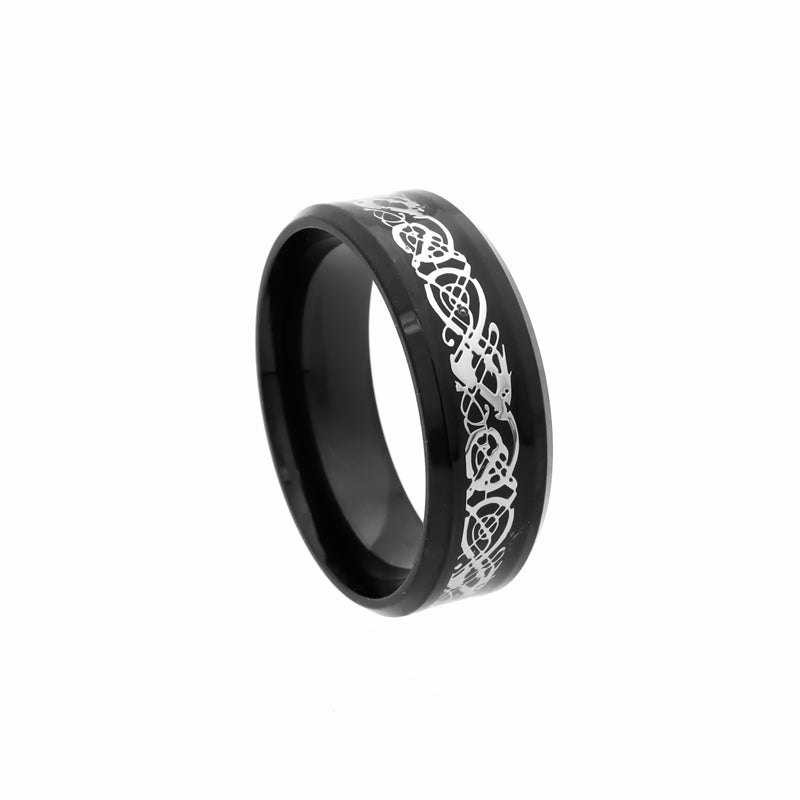 Black Beveled Edge Band Ring with Stripe Pattern-Jewellery, Men's Jewellery, Men's Rings, Rings, Stainless Steel, Stainless Steel Rings-sr0308_2__800-Glitters