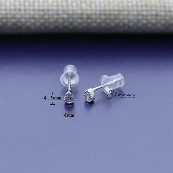 925 Sterling Silver Tear Drop Shaped Cubic Zirconia Stud Earrings-Cubic Zirconia, earrings, Jewellery, Stud Earrings, Women's Earrings, Women's Jewellery-sse0287_01_New-Glitters