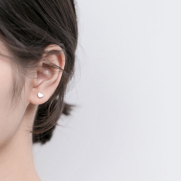Solid 925 Sterling Silver Heart Shape Stud Earrings-earrings, Jewellery, Stud Earrings, Women's Earrings, Women's Jewellery-sse0354-M-Glitters