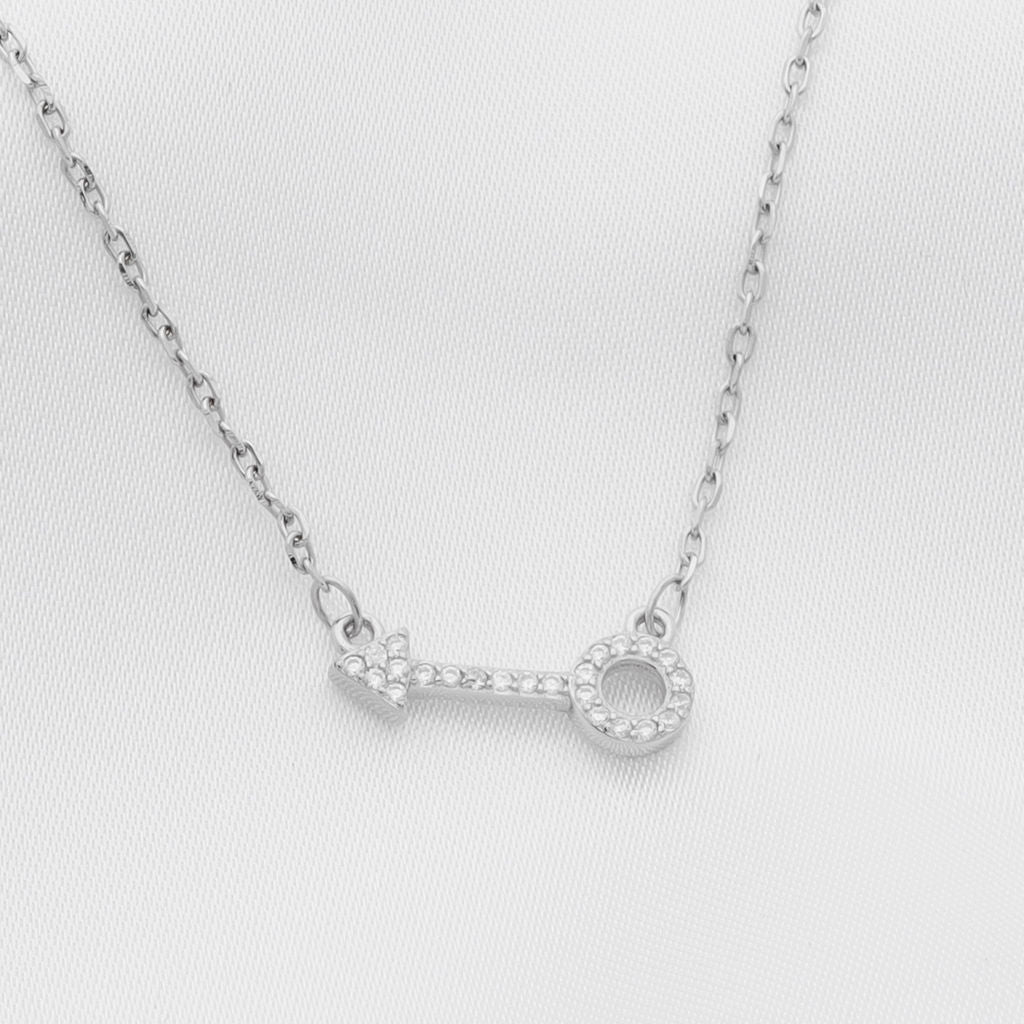 CZ Paved Symbol Sterling Silver Necklace-Cubic Zirconia, Jewellery, Necklaces, New, Sterling Silver Necklaces, Women's Jewellery, Women's Necklace-ssp0087-1_1-Glitters