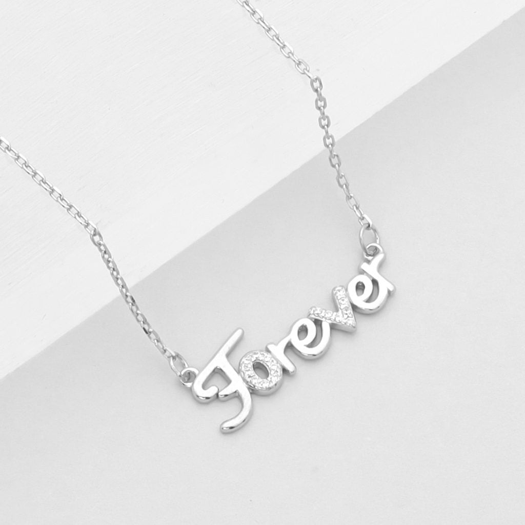 Sterling Silver Forever Necklace-Cubic Zirconia, Jewellery, Necklaces, New, Sterling Silver Necklaces, Women's Jewellery, Women's Necklace-ssp0191-1_1-Glitters