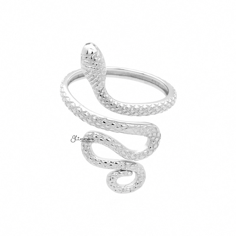 Sterling Silver Snake Adjustable Ring-Jewellery, Rings, Sterling Silver Rings, Women's Jewellery, Women's Rings-ssr0064-1-Glitters