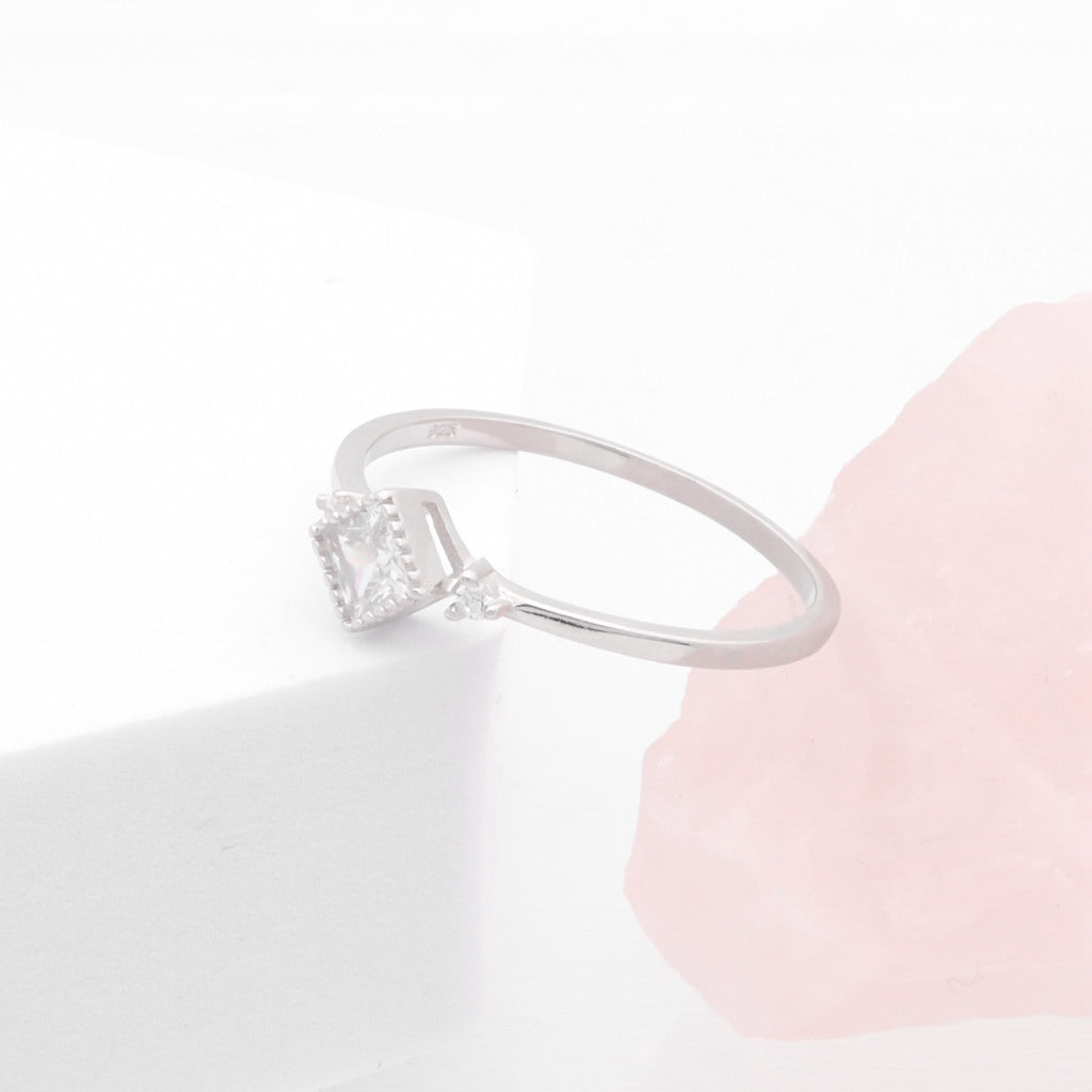Square CZ Sterling Silver Ring-Cubic Zirconia, Jewellery, Rings, Sterling Silver Rings, Women's Jewellery, Women's Rings-ssr0067-4_1-Glitters