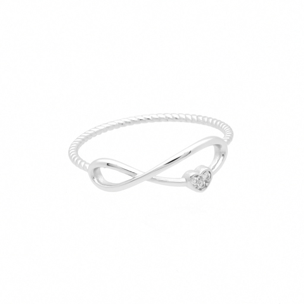 Infinity & CZ Heart Sterling Silver Ring-Cubic Zirconia, Jewellery, Rings, Sterling Silver Rings, Women's Jewellery, Women's Rings-ssr0068-1_1-Glitters