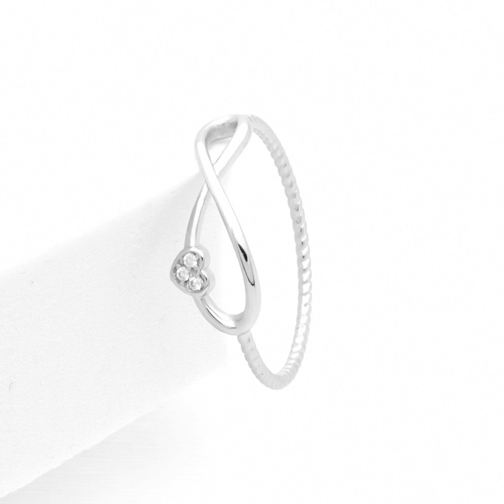 Infinity & CZ Heart Sterling Silver Ring-Cubic Zirconia, Jewellery, Rings, Sterling Silver Rings, Women's Jewellery, Women's Rings-ssr0068-5_1-Glitters
