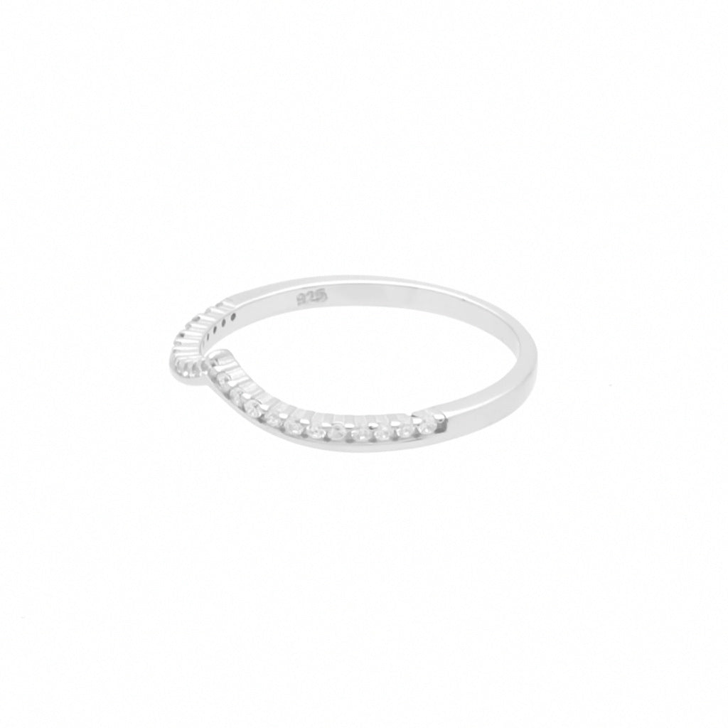 Micro CZ Paved V Shape Sterling Silver Ring-Cubic Zirconia, Jewellery, Rings, Sterling Silver Rings, Women's Jewellery, Women's Rings-ssr0069-3_1-Glitters